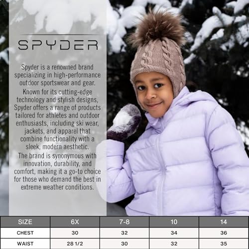 Spyder Girls Puffer Jacket with Hood Packable, Girls Winter Coats, Lightweight Ski Snow Outerwear