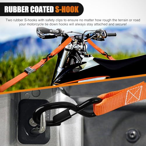 Nilight Motorcycle Tie Down Straps 1.5”×8’ Heavy Duty Cambuckle with Soft Loops Safety S-Hooks 3084Lbs Break Strength for ...