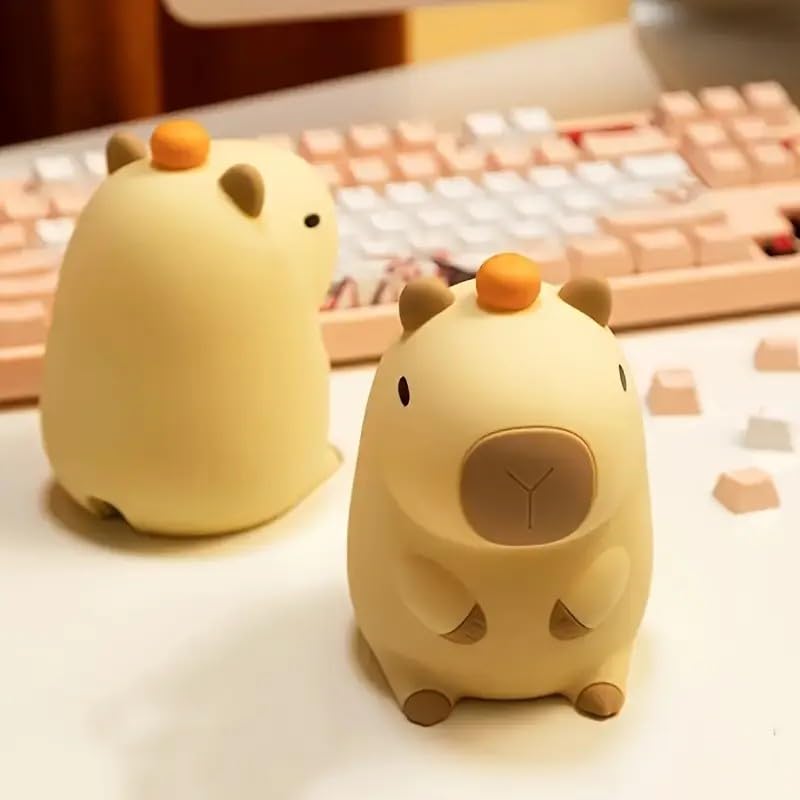Night Light Cute Tangerine Led Squishy Novelty Animal Night Lamp Dimmable Soft Silicone Nursery Nightlight For Kids  Rechargeable Bedroom Touch Lamp  Dorm Decor  Baby Boys Girls Gift(Capybara)
