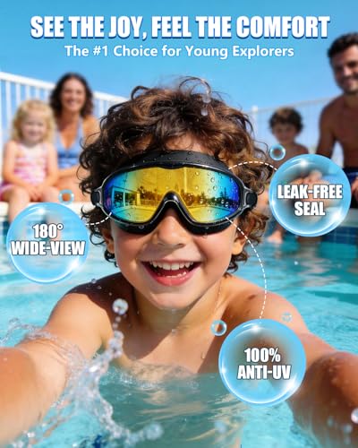 Aegend Swim Goggles for Kids Youth 3-14 - 2 Pack Wide Frame Anti-Fog Anti-UV Clear Vision Goggles for Swimming