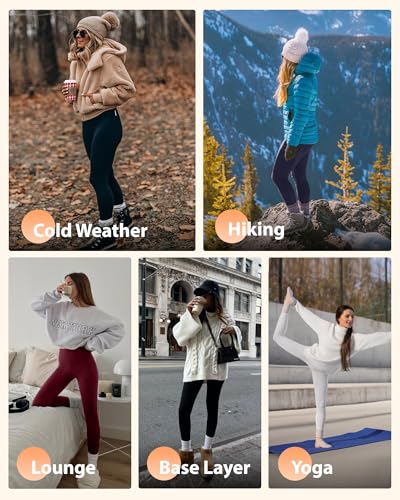 NexiEpoch Fleece Lined Leggings Women - High Waisted Winter Yoga Pants Tummy Control Soft Thermal Warm for Hiking Workout