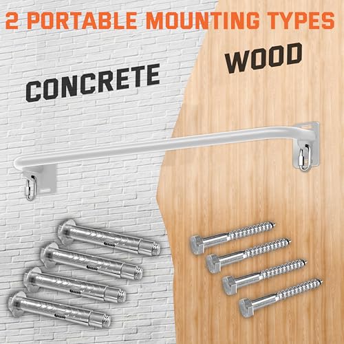36" Heavy Duty Pull Up Bar Wall/Joist Mounted, 600 LB Capacity, Multi-Grip Bar for Garage & basement rafter Use - All-in-O...