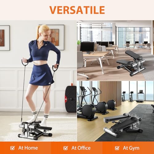Sweetcrispy Mini Stair Steppers with Resistance Bands for Exercise at Home, Portable Exercise Twist Stepper Machine for Fu...