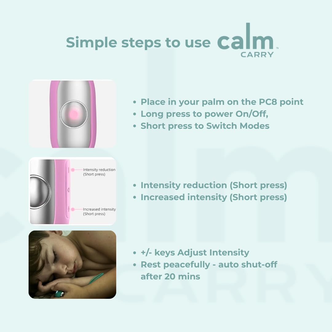 Glowco CalmCarry Sleep Aid Device – Handheld Microcurrent Relaxation Tool, Supports Calm, Focus & Gentle Relief, USB Rechargeable, Portable Wellness Device for Adults & Kids | Pink Calm Carry