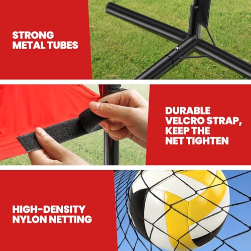Volleyball Training Equipment,Height Adjustable Volley Ball Practice Net Station for Serving, Spiking, Hitting Practice,Ea...