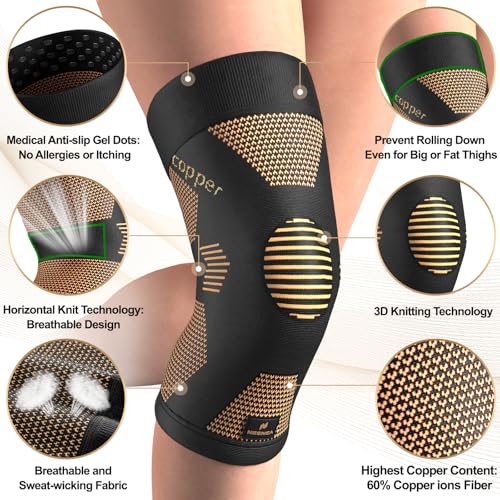 NEENCA Copper Knee Brace for Women and Men, Knee Compression Sleeve for Knee Pain, Arthritis, ACL, Meniscus Tear, Joint Pa...