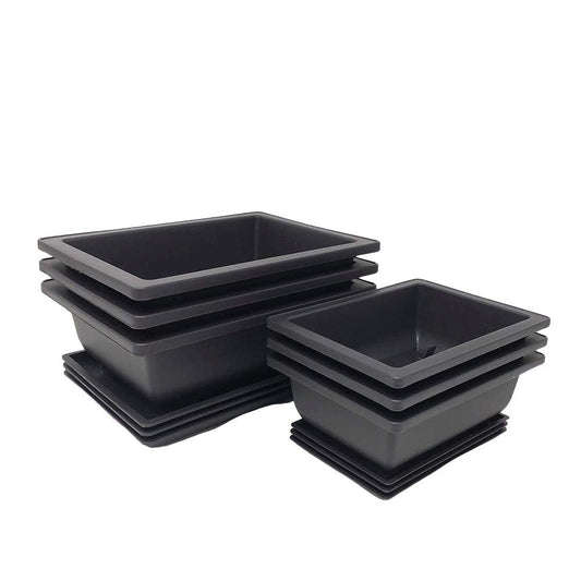 Tinyroots Bonsai Training Pots with Humidity Trays - Built in Mesh, 6" and 8" Large Planter Combo Pack + Made from Durable Shatter Proof Poly-Resin (Set of 6 Pot Set)…