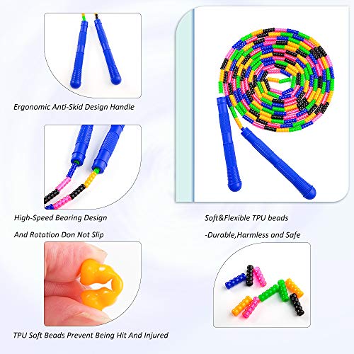 Beprezco Long Double Dutch Jump Rope 16 Ft 2 Pack, Jump Rope for Kids Adults, Beaded Segmented Skipping Rope