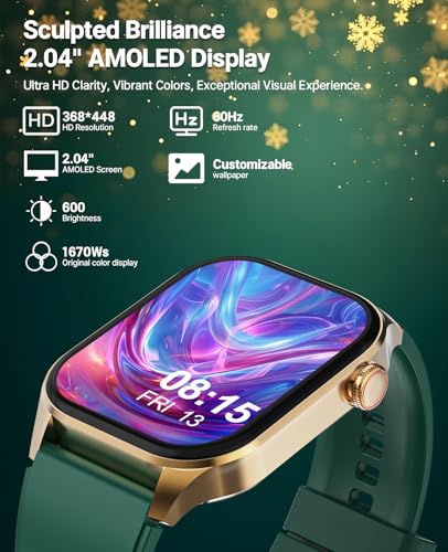 SOUYIE Smart Watch for Men Women Android iPhone, with Bluetooth Call(Answer/Make Call) 2024, 2.04" Fitness Tracker IP68 Wa...