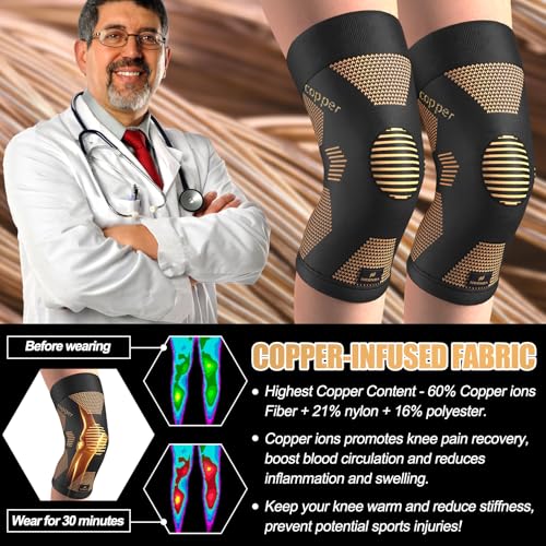 NEENCA Copper Knee Brace for Women and Men, Knee Compression Sleeve for Knee Pain, Arthritis, ACL, Meniscus Tear, Joint Pa...
