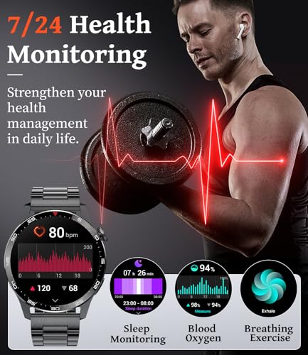 Smart Watches for Men(Answer/Dial Calls),1.43'' AMOLED Always-on Display,Fitness Tracker with Heart Rate/SpO2/Sleep Monito...