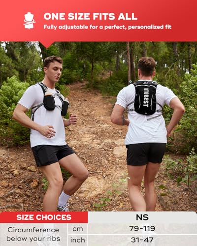 UTOBEST Running Vest, 5L Hydration Vest Lightweight, Breathable and Sweatproof Running Backpack, Adjustable Running Hydrat...