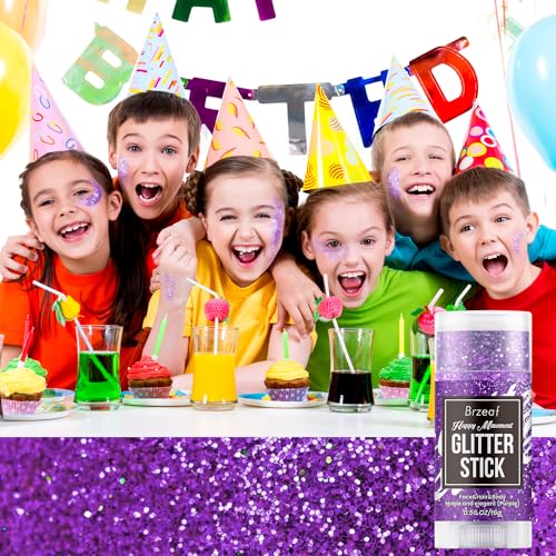 Brzeaf Purple Glitter Stick for Makeup, Not Greasy & Shimmery & Long Lasting, Chunky Glitter for Face/Body/Hair/Eyes, Sing...
