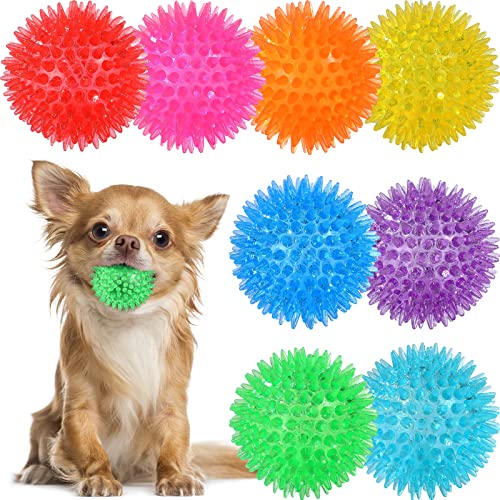 VITEVER 8 Colors 2.5” Squeaky Dog Toy Balls for Small Medium Dogs, Puppy Chew Toys for Teething, Spiky Balls for Small Dog...