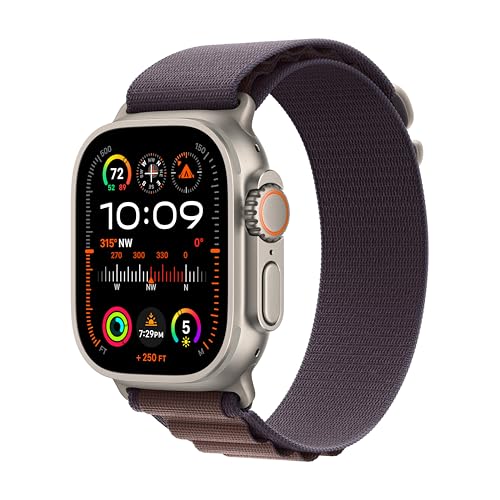 Apple Watch Ultra 2 [GPS + Cellular, 49mm] Titanium Case with Indigo Alpine Loop, L (Renewed)