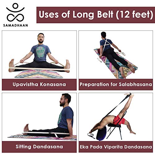 Samadhaan Yoga Strap with Durable Sliding Brass Buckle | Strong & Secure Yoga Strap | Double Thickness Adjustable Yoga Bel...