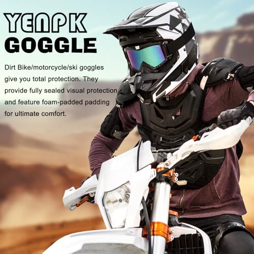 YENPK Dirt & Motocross Bike Goggles, 2-Pack Windproof Racing Goggles for ATV, Ski & Snowboard