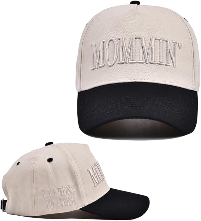 Mommin Trucker Hat,Vintage Two-Tone Women's Baseball Cap with Mommin Embroidery AdjustableHat for Casual Wear