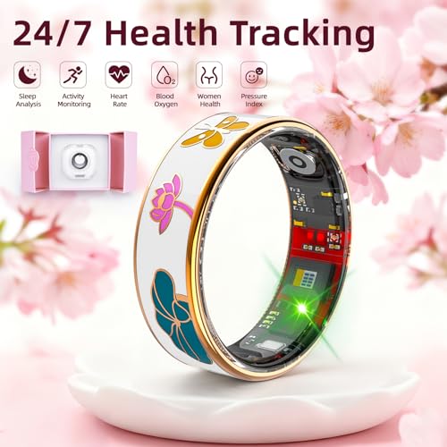 Potewek Smart Ring Health Tracker, Men & Women, Featuring a Heart Rate Monitor, Sleep Tracker, 8 Exercise Modes, Step Coun...
