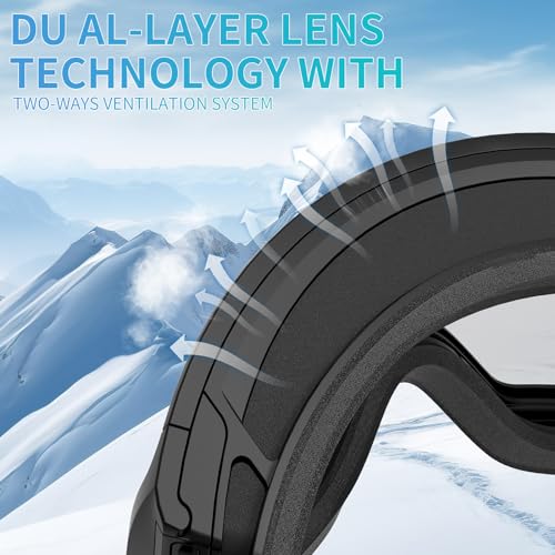RIOROO Pro Ski Goggles for Men Women, Magnetic With Detachable Anti-Fog Lens, 100% UV Protection, OTG