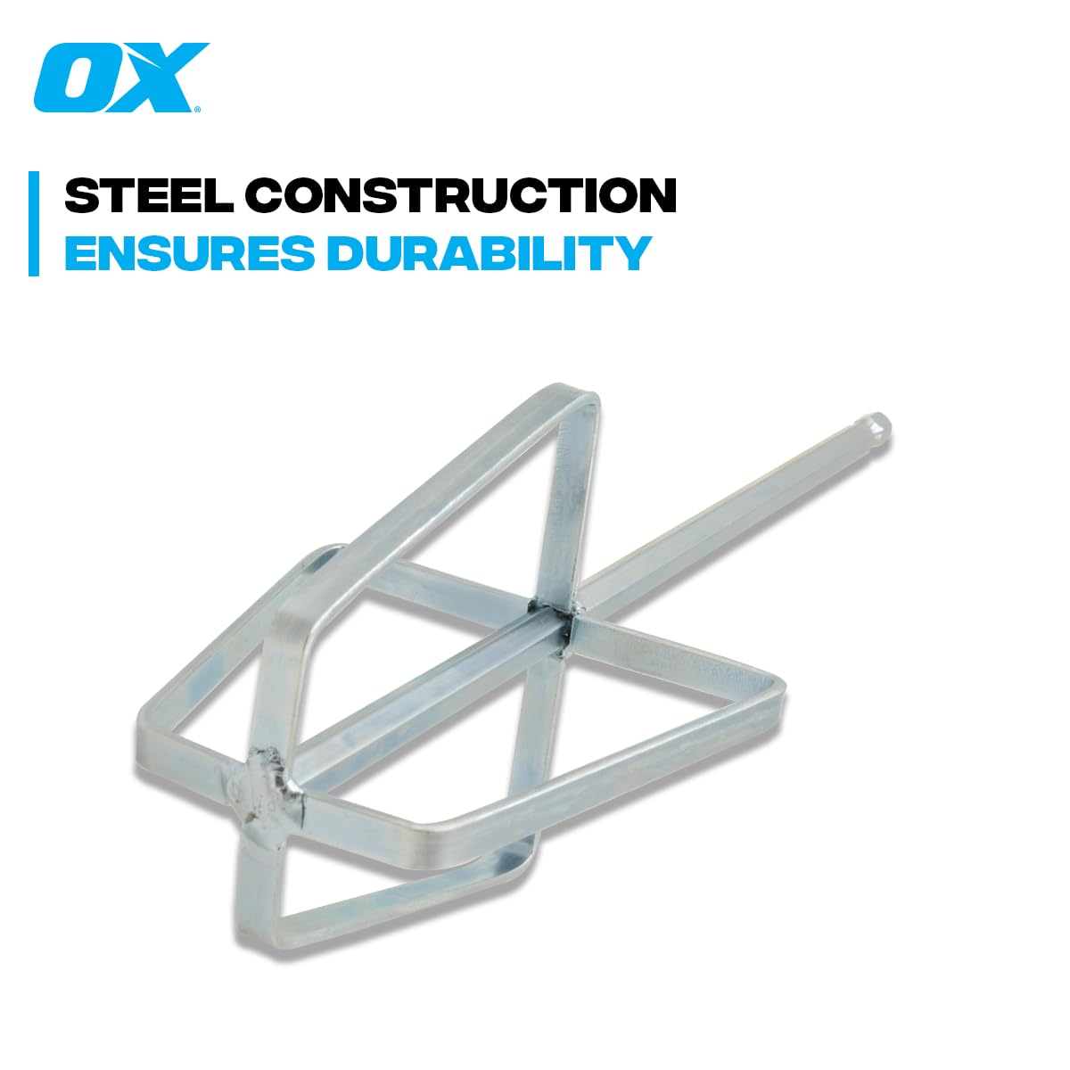 OX Tools Drywall Mud Mixer - Quick Mixing Joint Compound Mixer with Steel Construction, Fits 1/4" Quick Connect - Flat Profile Perfectly Fits Mud Pan, Easy to Clean Finish as a Paint or Cement mixer
