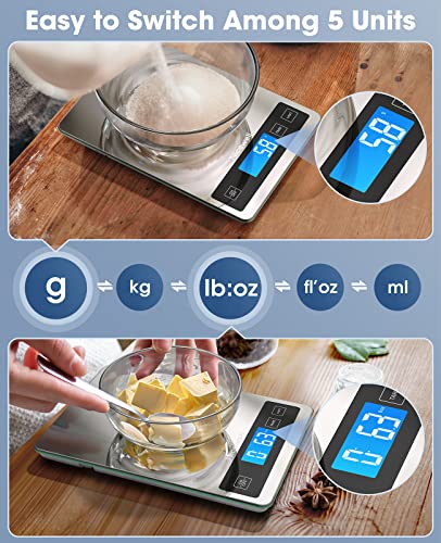 Nicewell Food Scale, 22lb Digital Kitchen Scale Weight Grams and oz for Cooking Baking, 1g/0.1oz Precise Graduation, Stain...