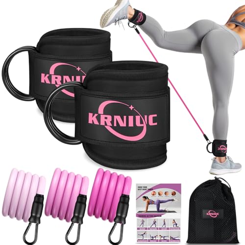 KRNIUC Ankle Resistance Bands with Cuffs, Resistance Bands for Working Out, Home Gym Workout Equipment for Women, Pilates ...
