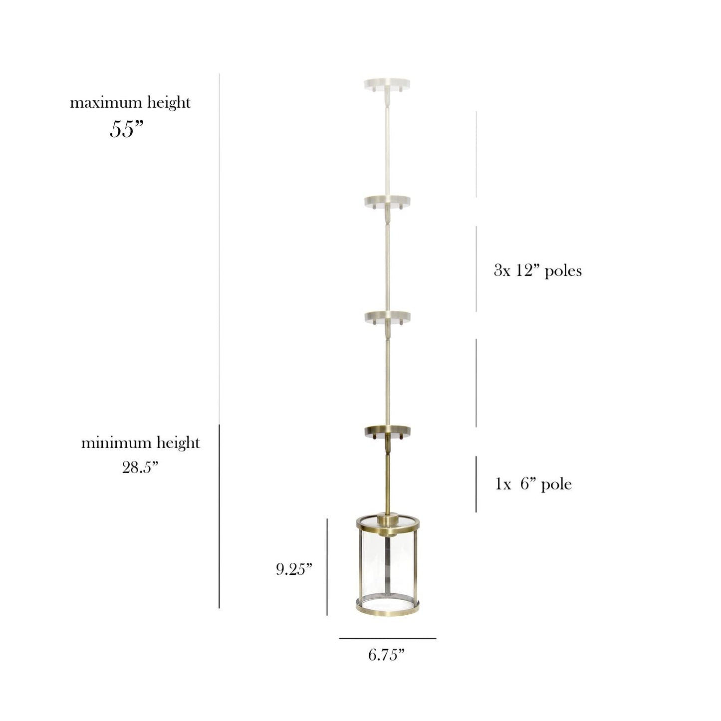 Elegant Designs PT1010-ABS Ceiling Pendant Light, Antique Brass, 1-Lt Metal & Glass, 6.75x6.75x55 inches, Vintage Modern Farmhouse Style