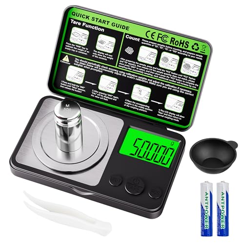 Wigearss Digital Milligram Scale 50g x 0.001g, Mini Precision Scale with Tare weight Function,Calibration Weight ＆ Backlit...