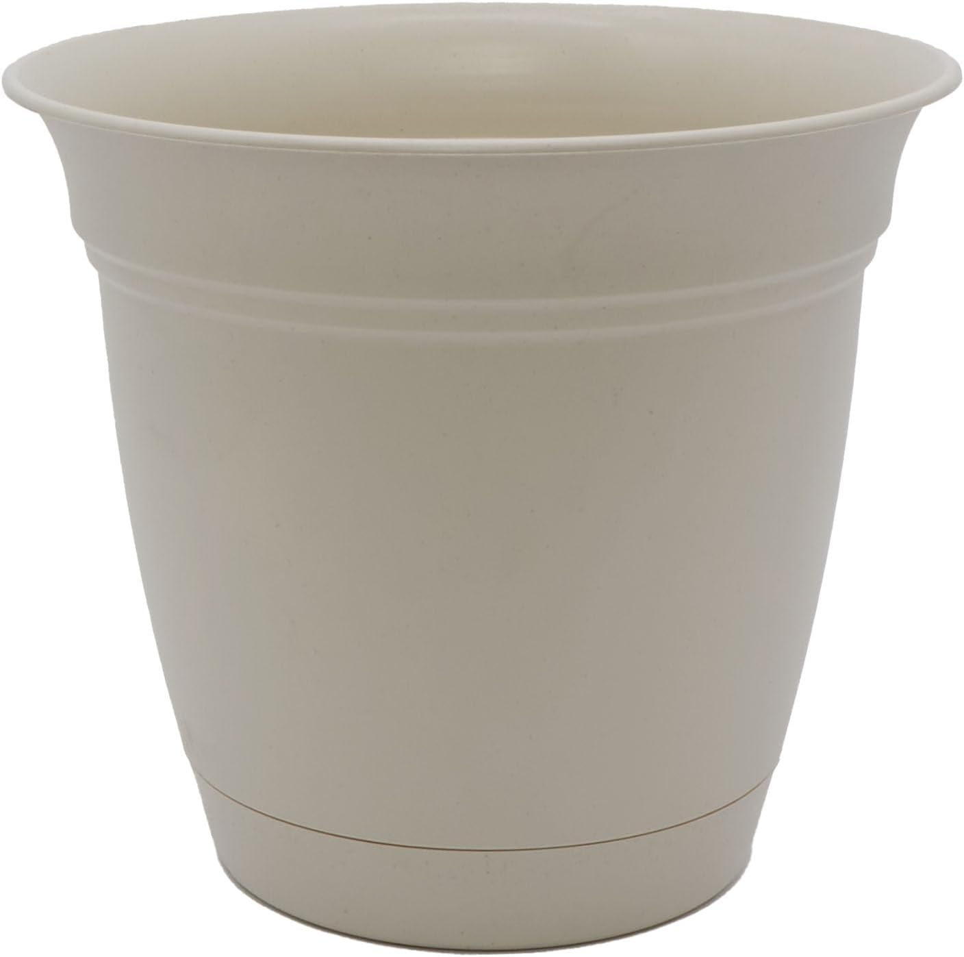 The HC Companies Eclipse Round Planter with Saucer - Outdoor & Indoor Plant Pot with Drainage Holes - Lightweight, UV-Resistant Plastic Pots for Plants, Flowers & Herbs (6” Cottage Stone, Pack of 1)
