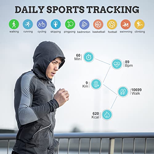 FILIEKEU Men Smart Watch for Android iOS, Bluetooth Calls Voice Chat with Heart Rate/Sleep Monitor Fitness Tracker, 1.3" F...