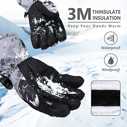 Odtmger Ski Gloves, Waterproof and Breathable Snow Gloves for Cold Weather, Men & Women Boys and Girls