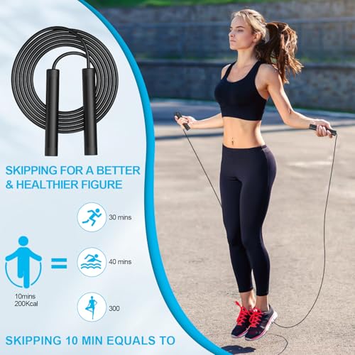 CRHOEIQ Jump Rope for Fitness, Removable Weighted Skipping Rope for Women Men, Speed 6MM PVC Jumping Rope, Tangle-Free Adj...