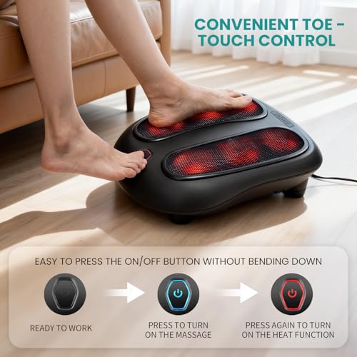 Nekteck Foot Massager with Heat, Shiatsu Heated Electric Kneading Foot Massager Machine for Neuropathy, Plantar Fasciitis,...