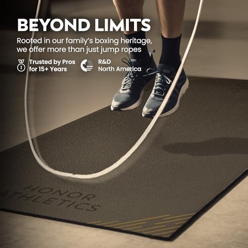 Honor Athletics Premium Jump Rope Mat – 1/4" Thick High-Density Rubber | Non-Slip Surface for Indoor/Outdoor Use | Durable...