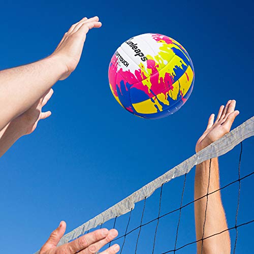 Runleaps Beach Volleyball Official Size 5 Soft Waterproof Volleyball Sand Sports PU Ball for Indoor, Outdoor, Pool, Gym, T...