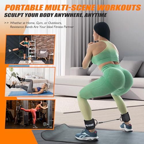 KUTIZE Ankle Resistance Bands with Cuffs for Women & Men - 3-Level Adjustable Leg & Glute Workout Equipment, Portable Home...