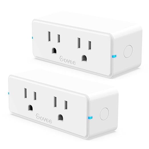 Govee Dual Smart Plug 2 Pack, 15A WiFi Bluetooth Outlet, Work with Alexa and Google Assistant, 2-in-1 Compact Design, Gove...