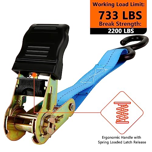 LISHINE 6 Pcs 1 Inch Heavy Duty 20ft Tie Down Straps with Hooks, 2200 LBS Break Strength, Cargo Ratchet Straps for Motorcy...