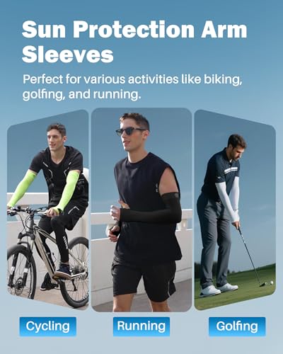 SHINYMOD Arm Sleeves for Men Women UV Sun Protection Compression Arm Warmer Tattoo Cover Up, Sports Golf Cooling Sleeves