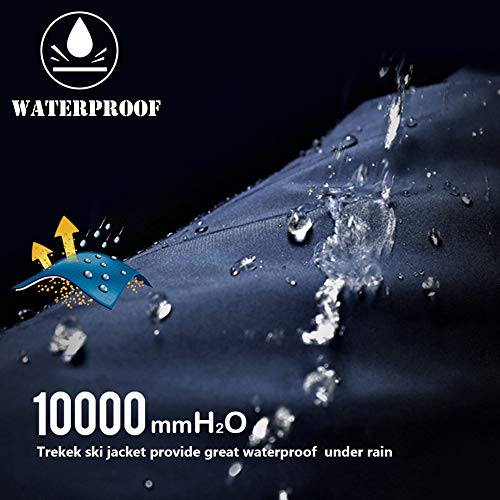 TREKEK Men's Winter Ski Jacket Warm Fleece Waterproof Outdoor Mountain Hiking Windbreaker Hooded Snow Rain Coat
