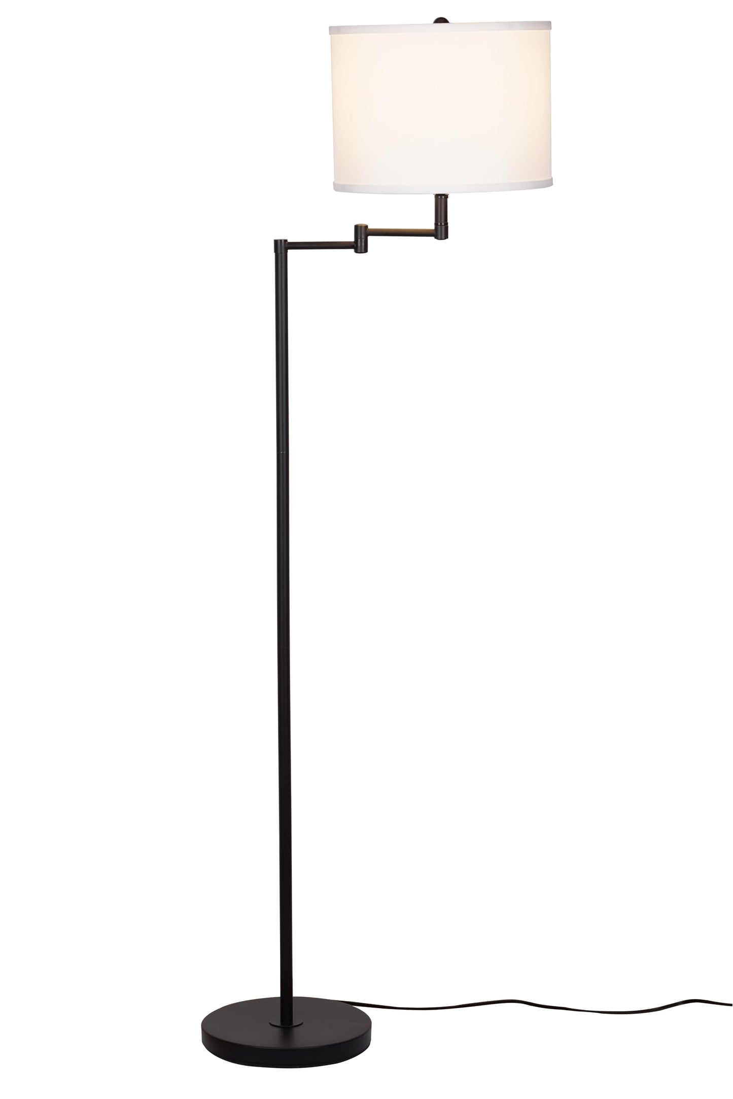 Catalina Lighting Traditional Swing Arm Floor Lamp, 60in, Black Metal, Model 24288-000, Smart Home Compatible