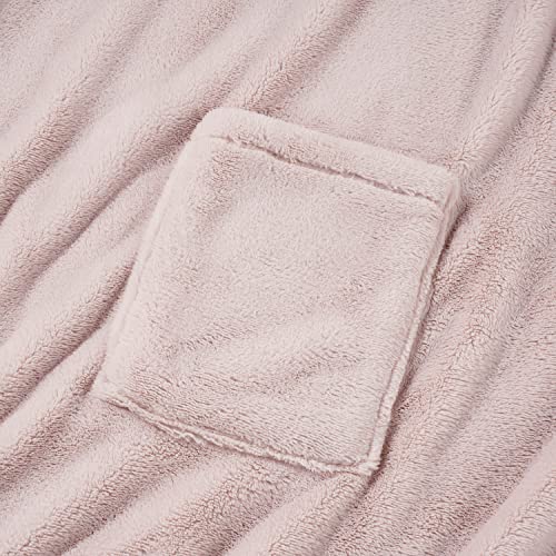 Berkshire Blanket Primalush™ Wearable Blanket, Cozy Loungewear Pocketed Plush Cape Wrap for Adults &Teens(Pink, One Size 5...