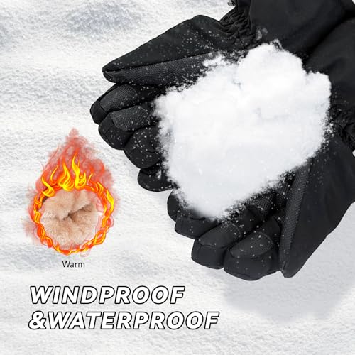 WishLotus Winter Ski Gloves for Women Men, Snow Warm Gloves with Anti-Lost Buckle for Skiing Biking Hiking in Cold Weather