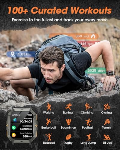 Military Smart Watches for Men (Answer/Make Calls), Watches for Men with Blood Pressure/Heart Rate/Sleep/100+ Sport Modes,...