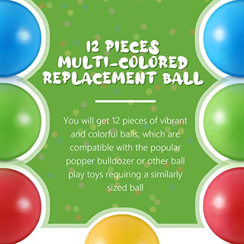 Civaner 12 Pieces Multi Colored Plastic Replacement Balls Small Bulldozer Popper Toy Balls 1.75 Inch Soft Crush Proof Air ...