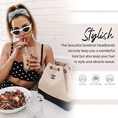 Huachi 12 Pack Bow Headbands for Women Headwraps Hair Band Knotted Headband Rabbit Ears Stretchy Turban Head Wraps Fashion...