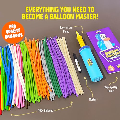 Dan&Darci Balloon Animal Twisting Kit with Pump for Kids - Boy & Girl Christmas Gift - Birthday Gifts for Girls and Boys -...