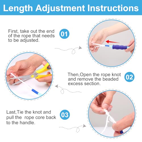 GRAWUN Jump Rope For Kids, Soft Beaded Jump Rope, Adjustable Length Tangle-Free Segmented Soft Beaded Skipping Rope，for Wo...