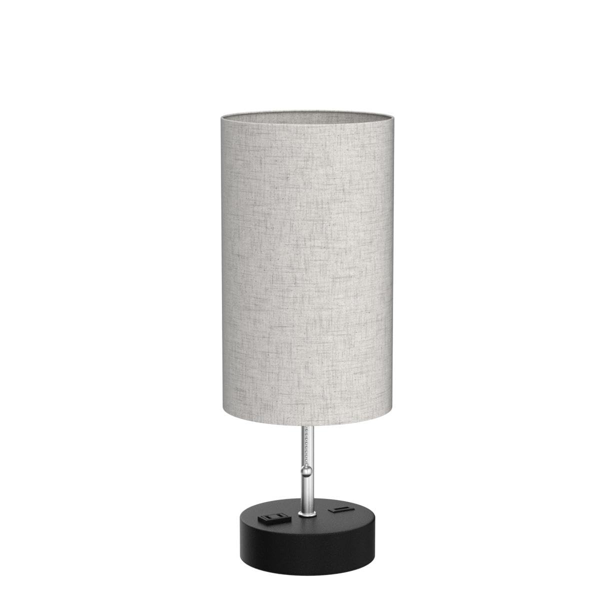 ROTTOGOON Bedside Lamp with USB Port, AC Outlet, LED Bulb, Oatmeal Color